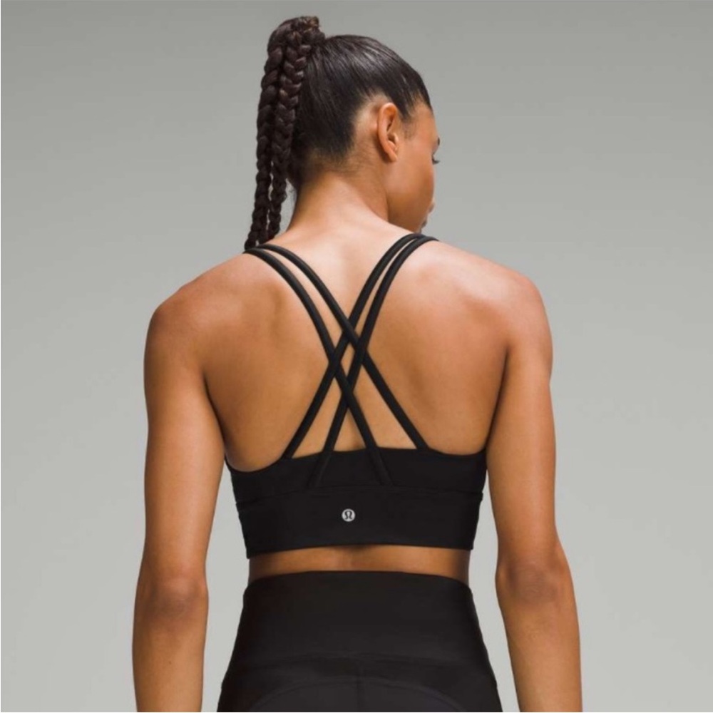New: $58 LULULEMON Energy Bra, Size 4, Black, Removable Interior Pads